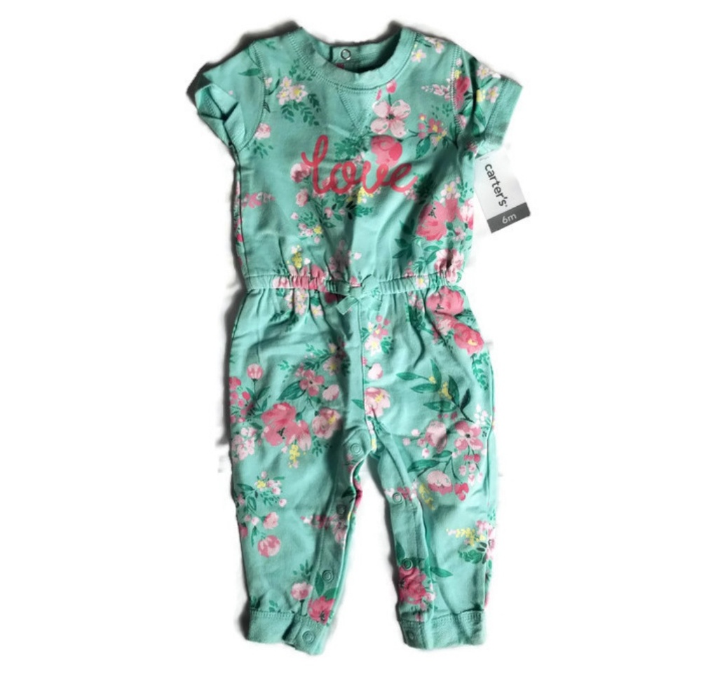Carter's Floral French Terry "Love" Jumpsuit 6m